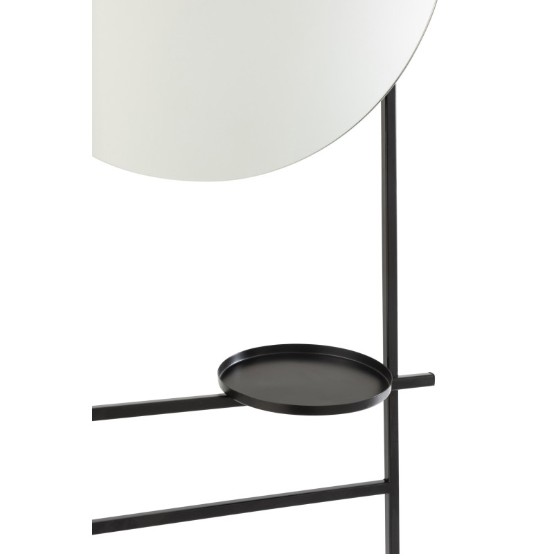 Miroir Echelle 2 Plateaux Rond Metal Verre Noir