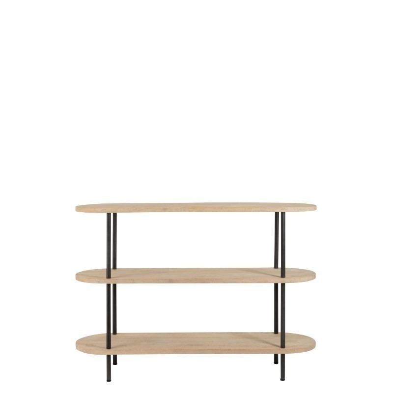 Console MANGO 3 Etages Bois De Manguier Fer Naturel Gris