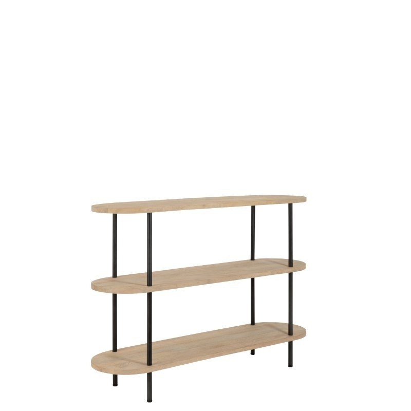 Console MANGO 3 Etages Bois De Manguier Fer Naturel Gris