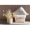Set de 2 paniers rotin fourrure