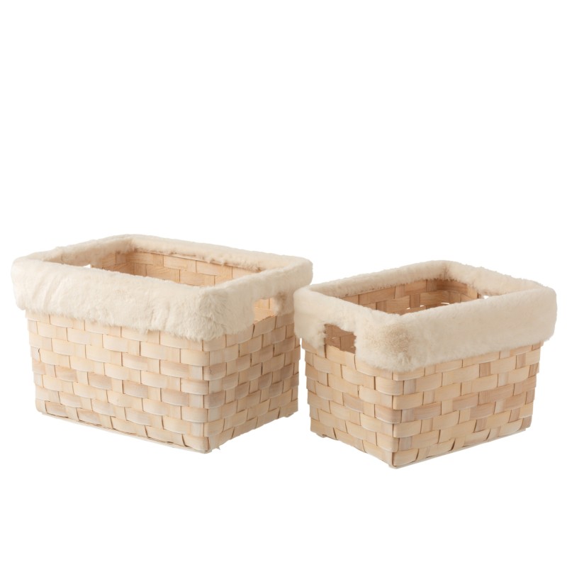 Set de 2 paniers rotin fourrure