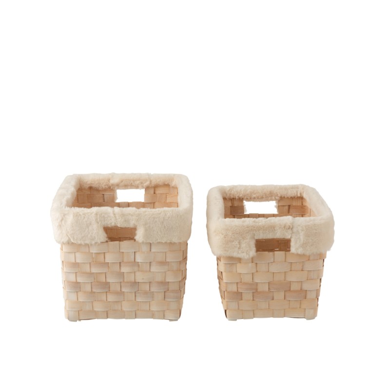 Set de 2 paniers rotin fourrure