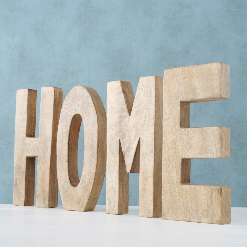 Lettrage HOME en bois naturel