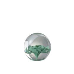Presse Papier Fleurs Verre Menthe Small