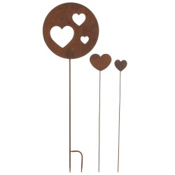 LOVE décoration en metal rouillé S 3 coeurs