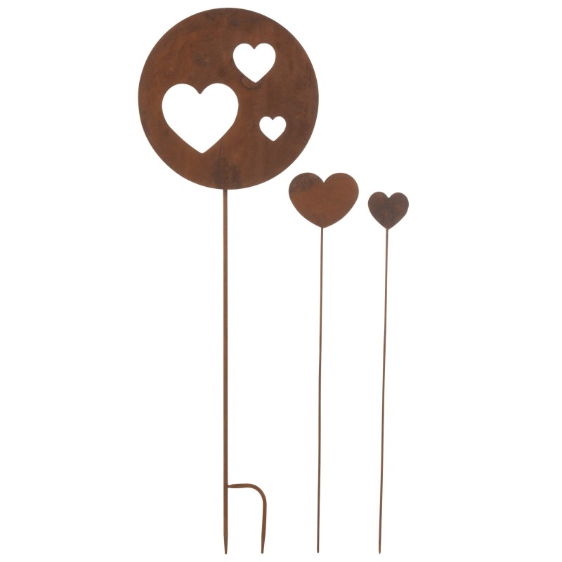 LOVE décoration en metal rouillé S 3 coeurs