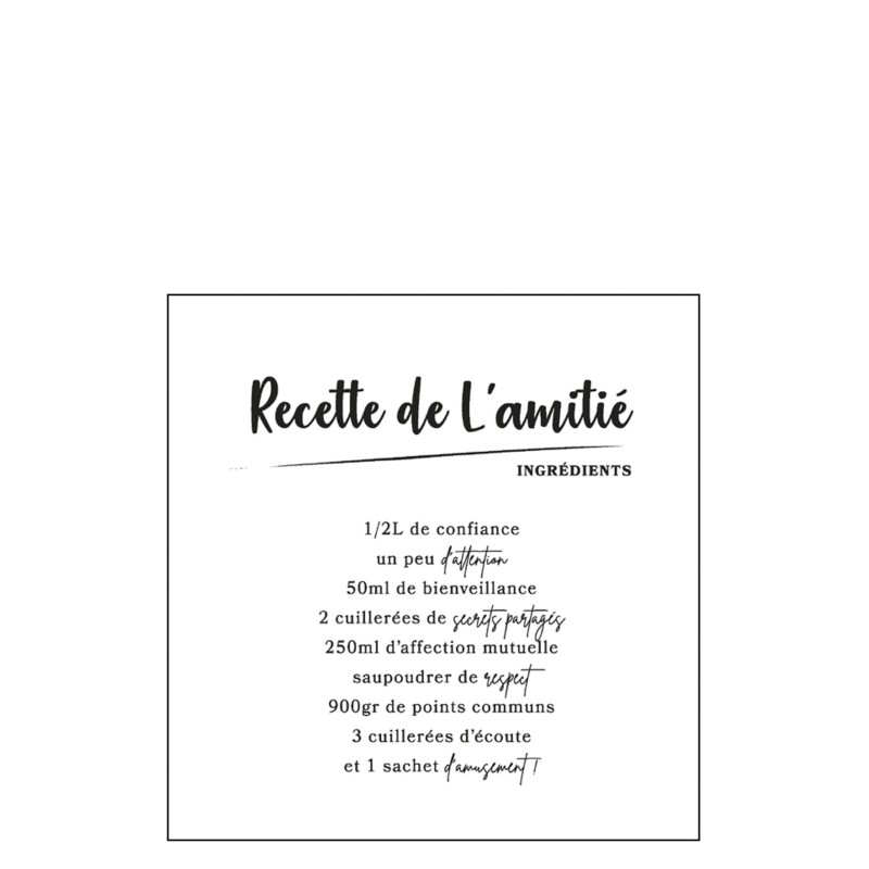 Recette De L'amitie serviettes Blanc/Noir