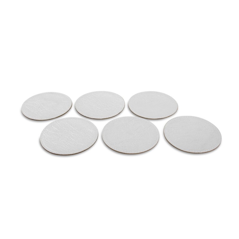Sous verres aspect cuir Argenté S/6