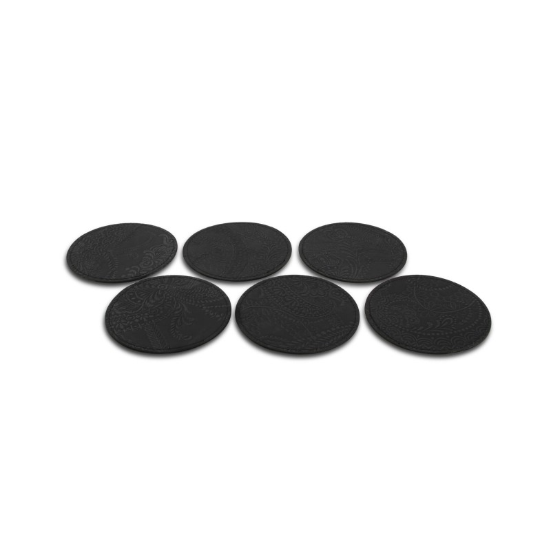 Sous verres aspect cuir Noir Dentelle S/6