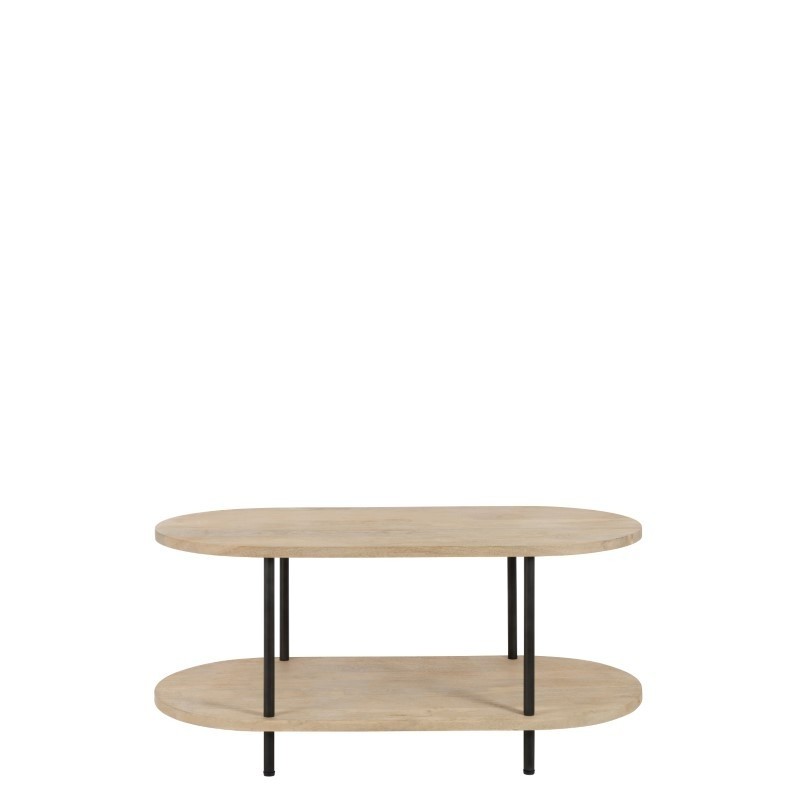 Table De Salon MANGO 2 Etages Bois De Manguier Fer