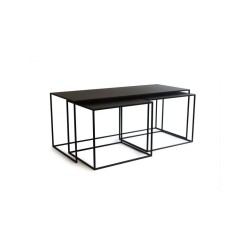 PRATO Set de 3 sellettes en metal noir mat