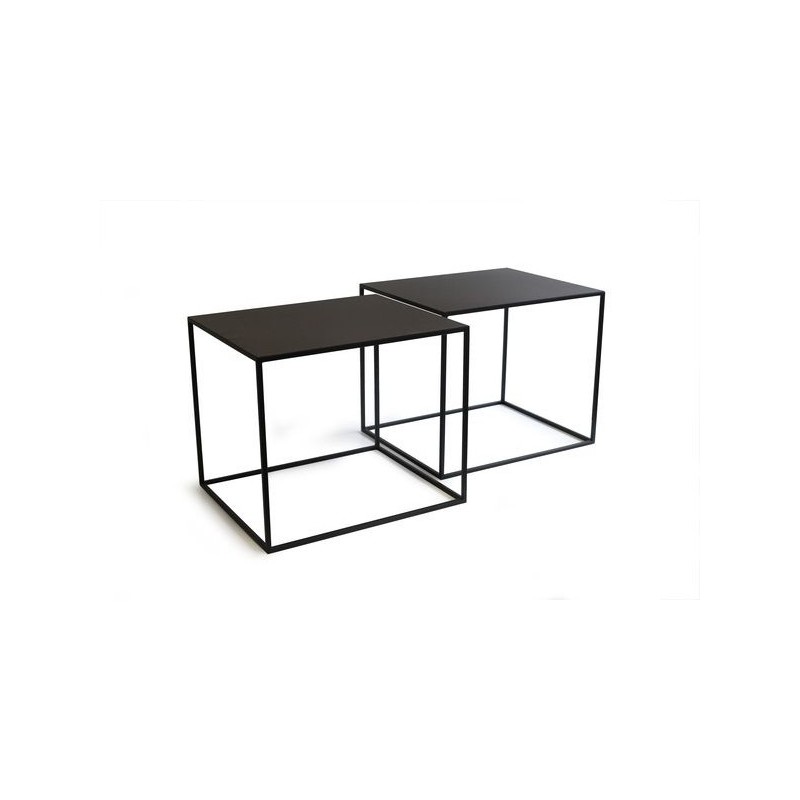 PRATO Set de 3 sellettes en metal noir mat