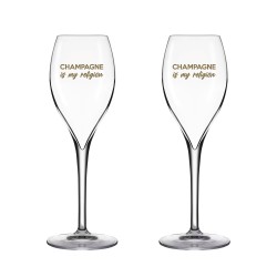 Champagne is my religion S/2 verres à champagne