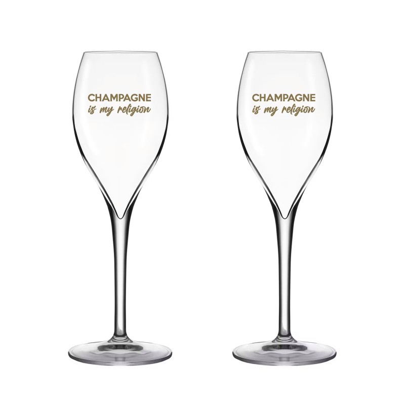 Champagne is my religion S/2 verres à champagne