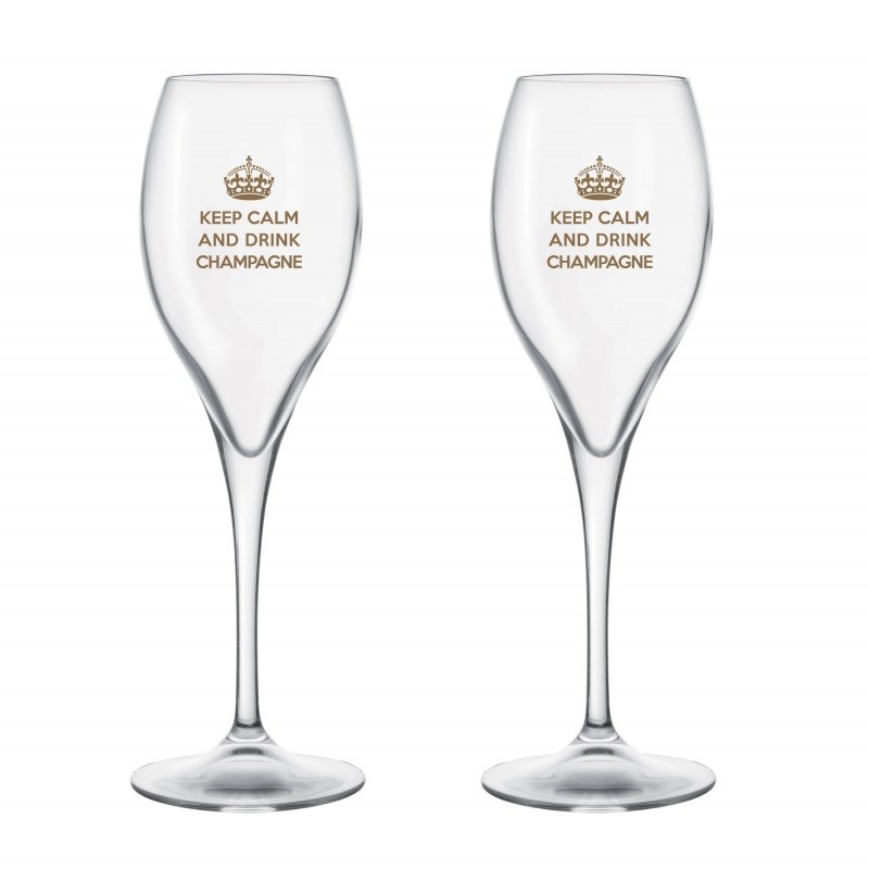 Keep calm & Drink Champagne S/2 Verres à champagne