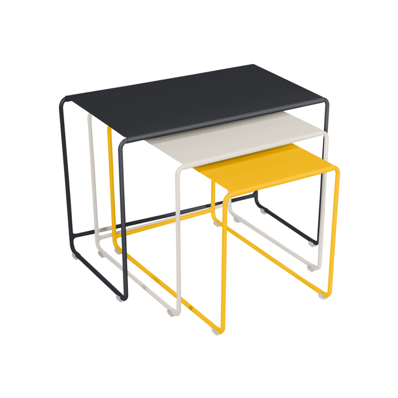 OULALA Set de 3 tables gigognes Carbone/ Gris argile/ Miel