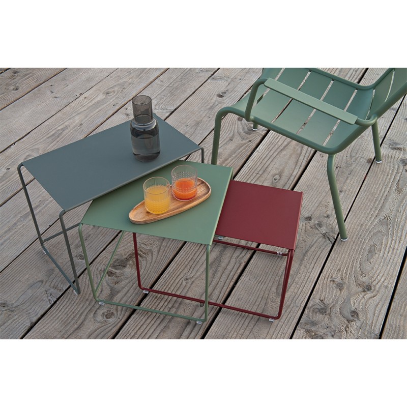 OULALA Set de 3 tables gigognes Carbone/ Gris argile/ Miel