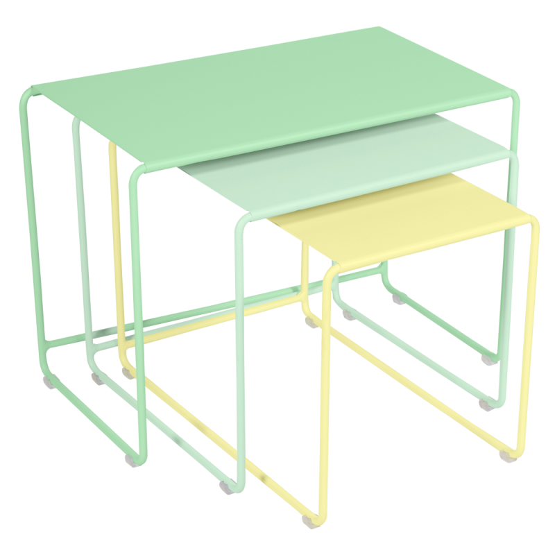 OULALA Set de 3 tables gigognes Vert opaline/ Menthe glaciale/ Citron givré
